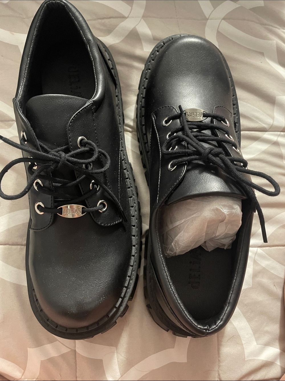 dELiA*s Black Lace-Up Chunky Mules